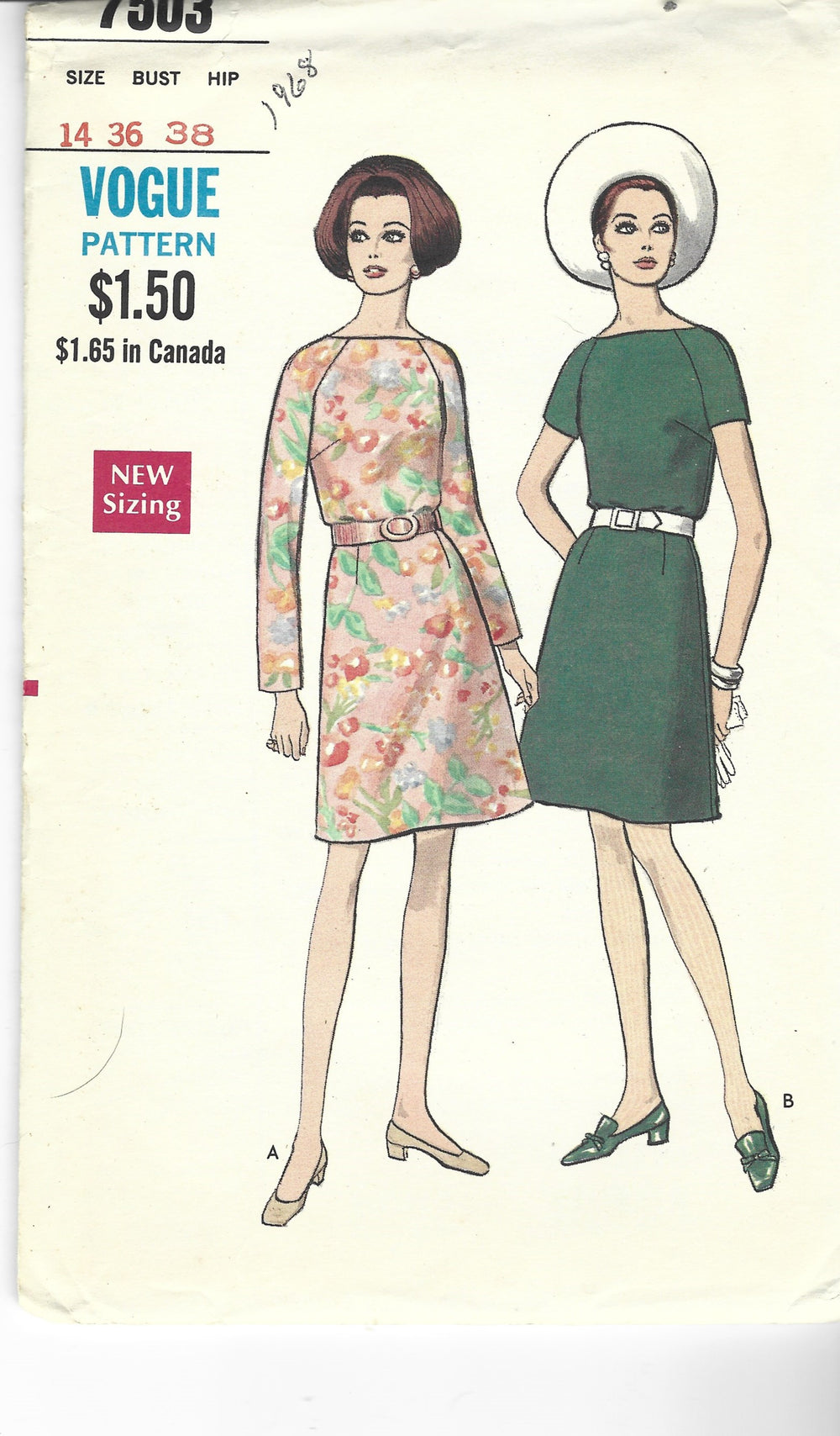 Vogue 7503  Ladies Back Buttoned Dress Vintage Sewing Pattern 1960s