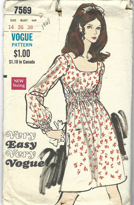 vogue 7569 dress vintage pattern