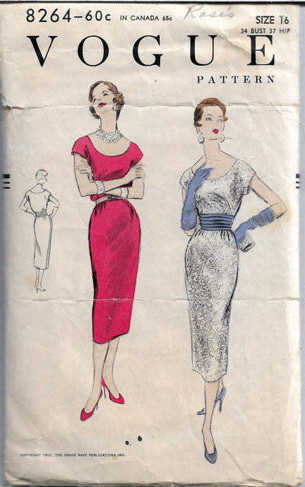 vogue 8264 vintage pattern 1950s