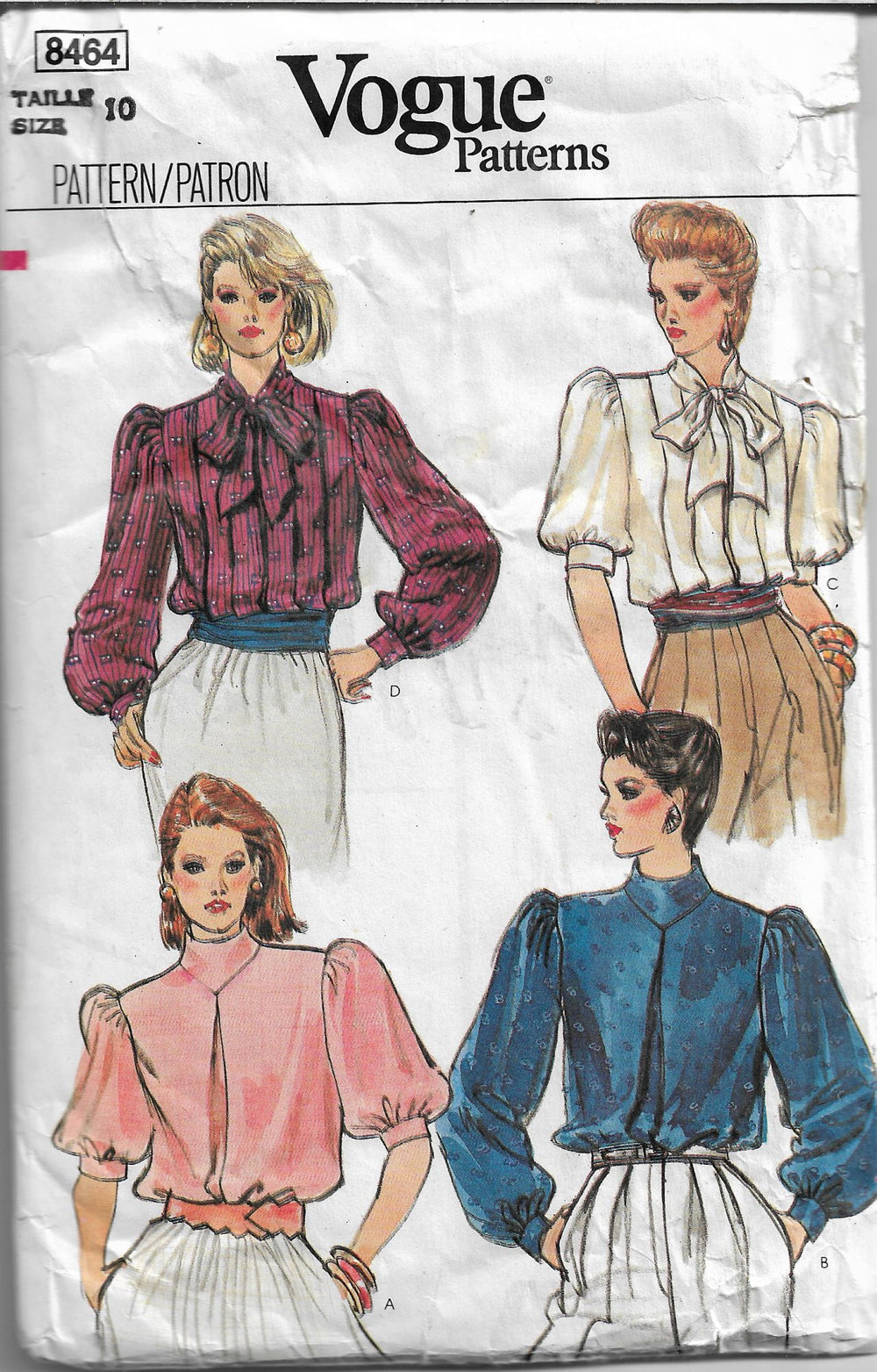 vogue 8464 blouse vintage pattern 1980s