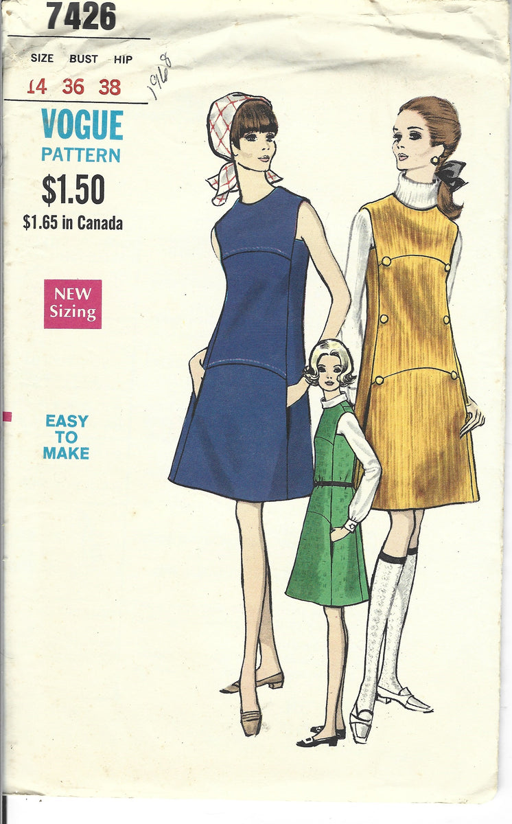 Vogue 7426 Ladies Jumper Dress Vintage Sewing Pattern 1960s ...